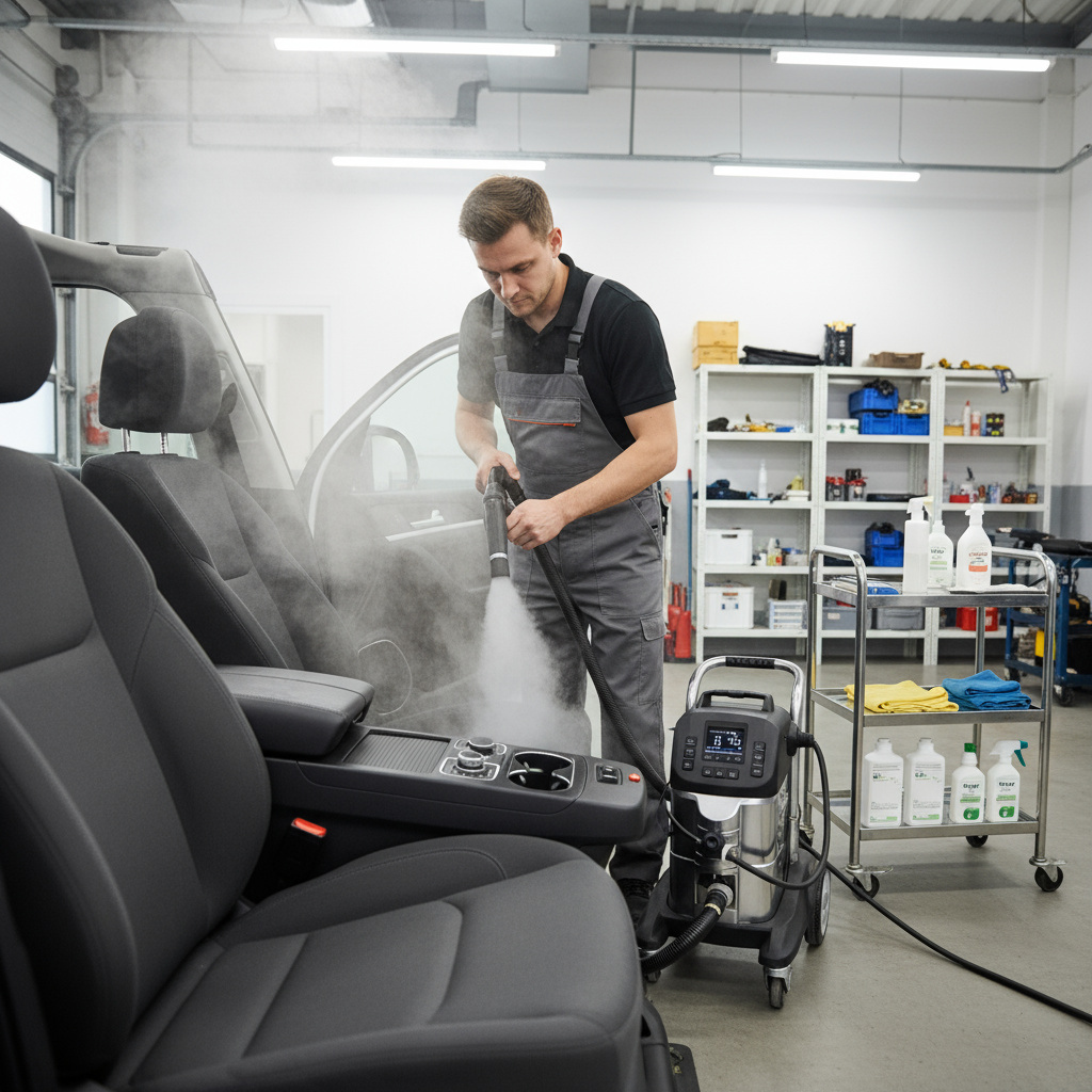 Tiefenreinigung des Innenraums mit Dampfreiniger